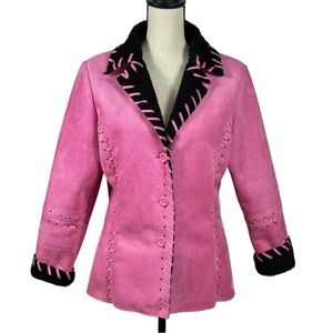 Mechant Pink Faux Suede with Sherpa Jacket / coat size med